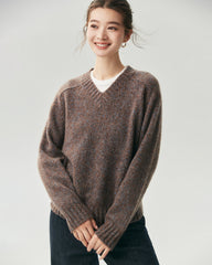 Cashmere Silk Saddle Shoulder V-Neck Sweater