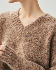 Cashmere Silk Saddle Shoulder V-Neck Sweater