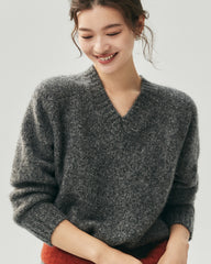 Cashmere Silk Saddle Shoulder V-Neck Sweater