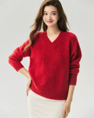 Cashmere Silk Saddle Shoulder V-Neck Sweater