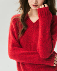 Cashmere Silk Saddle Shoulder V-Neck Sweater