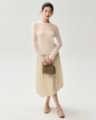 Cashmere Silk Sheer Sleeve Sweater