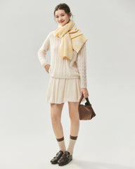 Cashmere Silk V-Neck Cable Knit Sweater