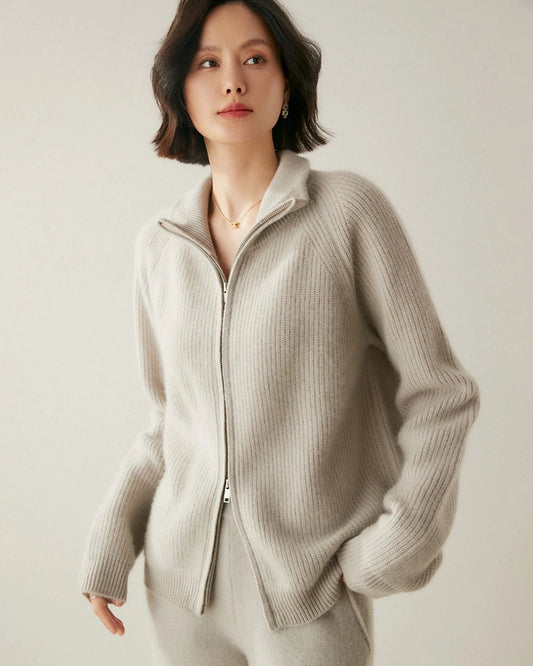 Women’s Cashmere Wool Zip-Up Cardigan