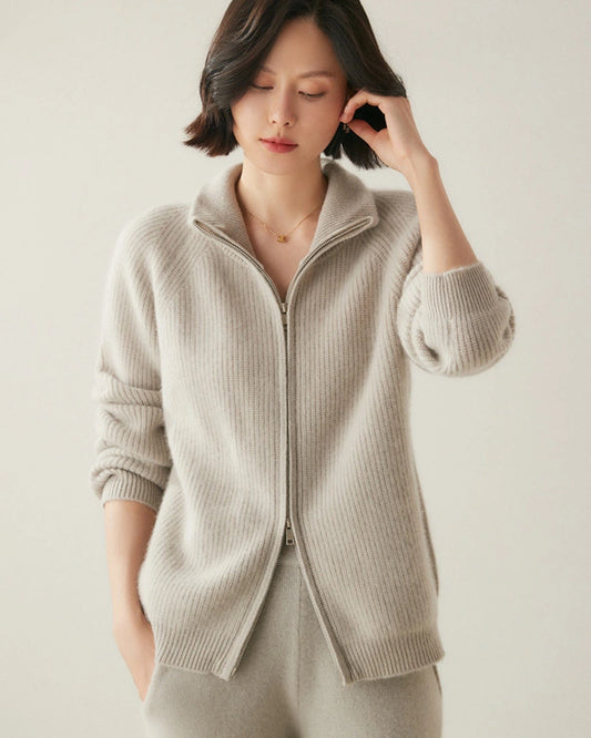 Women’s Cashmere Wool Zip-Up Cardigan