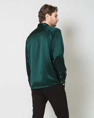 Classic Silk Men's Button Down Shirt, Green