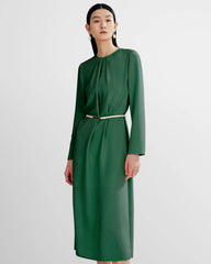 Ladies Basic Silk Dress With Back Slit