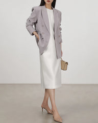 40 Momme Silk Sleeveless Midi Dress, White
