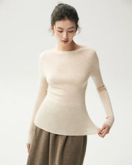 100% Merino Wool Boat Neck Top