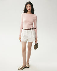 100% Merino Wool Boat Neck Top