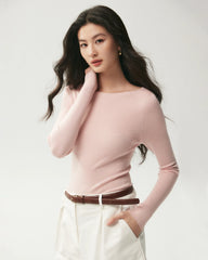 100% Merino Wool Boat Neck Top