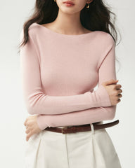 100% Merino Wool Boat Neck Top