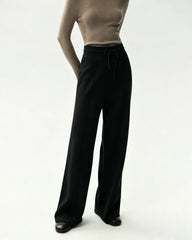 Merino Wool Straight Leg Knit Trousers