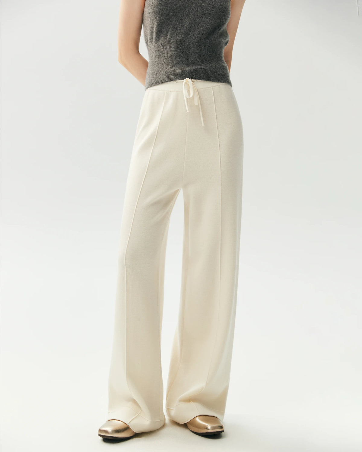 Merino Wool Straight Leg Knit Trousers