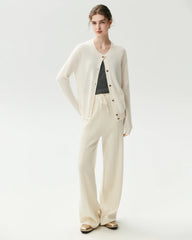 Merino Wool Straight Leg Knit Trousers