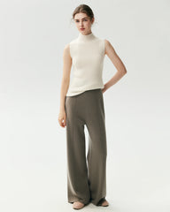 Merino Wool Straight Leg Knit Trousers