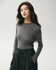 100% Merino Wool Mock Neck Top