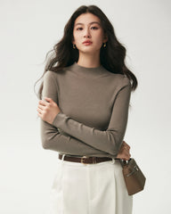 100% Merino Wool Mock Neck Top