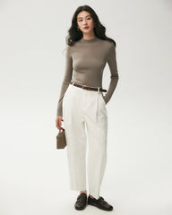 100% Merino Wool Mock Neck Top