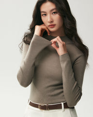 100% Merino Wool Mock Neck Top