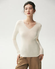 100% Merino Wool V-Neck Top