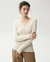 100% Merino Wool V-Neck Top