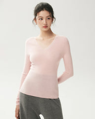 100% Merino Wool V-Neck Top