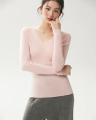 100% Merino Wool V-Neck Top