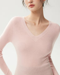 100% Merino Wool V-Neck Top