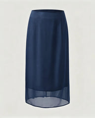 Silk Chiffon Straight Skirt with Back Slit