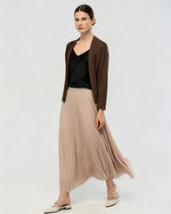 Washable Silk Jersey Draped Cardigan