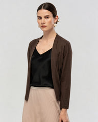 Washable Silk Jersey Draped Cardigan