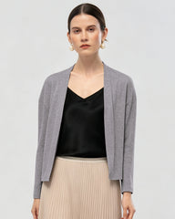 Washable Silk Jersey Draped Cardigan