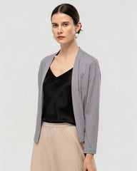 Washable Silk Jersey Draped Cardigan