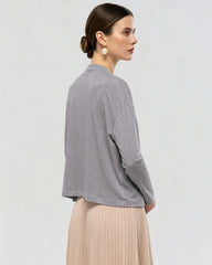 Washable Silk Jersey Draped Cardigan