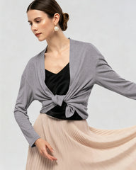 Washable Silk Jersey Draped Cardigan