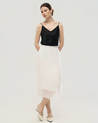Silk Chiffon Straight Skirt with Back Slit