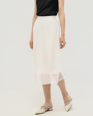 Silk Chiffon Straight Skirt with Back Slit