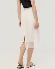 Silk Chiffon Straight Skirt with Back Slit