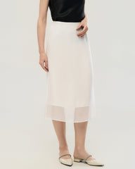 Silk Chiffon Straight Skirt with Back Slit