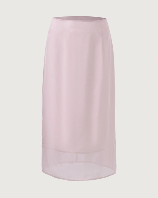 Silk Chiffon Straight Skirt with Back Slit