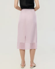 Silk Chiffon Straight Skirt with Back Slit