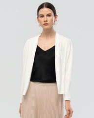 Washable Silk Jersey Draped Cardigan