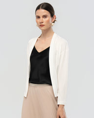 Washable Silk Jersey Draped Cardigan
