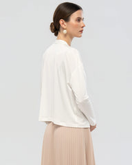 Washable Silk Jersey Draped Cardigan
