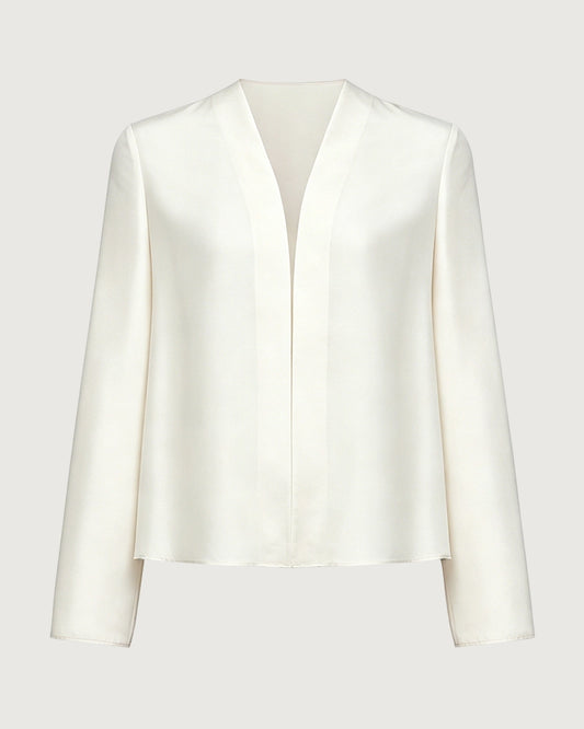 19 Momme Silk Open Front Long Sleeve Cardigan