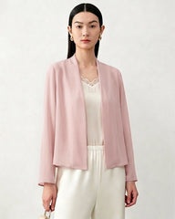 19 Momme Silk Open Front Long Sleeve Cardigan