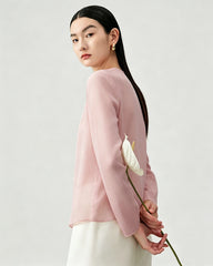 19 Momme Silk Open Front Long Sleeve Cardigan