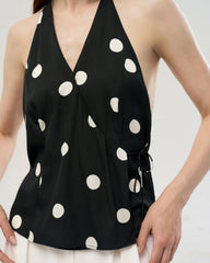 19 Momme Silk Halter Wrap Top with Open Back