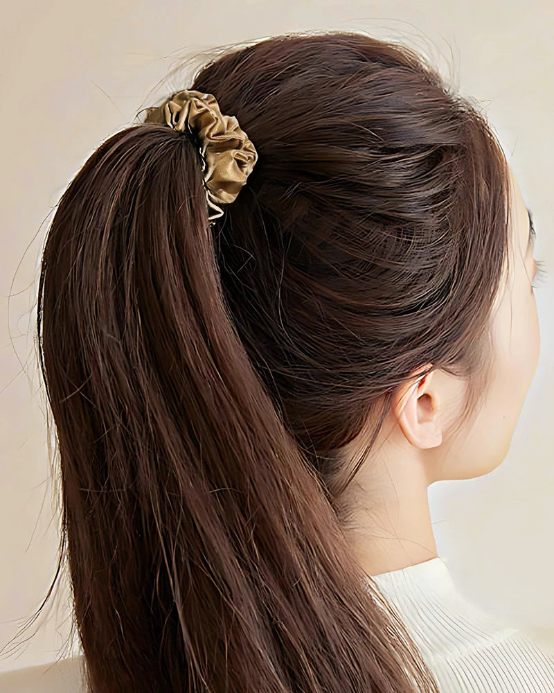 2.5 CM Midi Silk Scrunchies, Gold